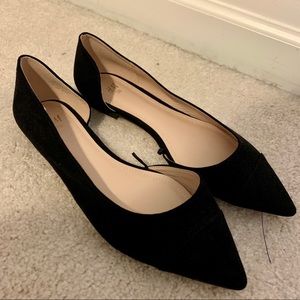 New H&M black suede pointed flats size 38